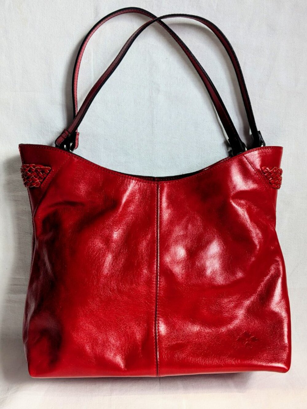 Patricia Nash Brynne Leather Shoulder Bag Hobo Lava Red